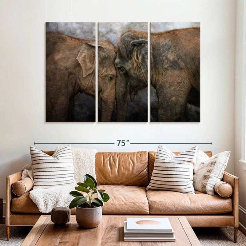 Brampt Elephant Young Love, 42" H x 65" W