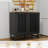 Black Storage Cabinet With Grille Striped Door, And Metal Leg, Modern Style For Home, Space Structure, Design Home Storage, Spacious