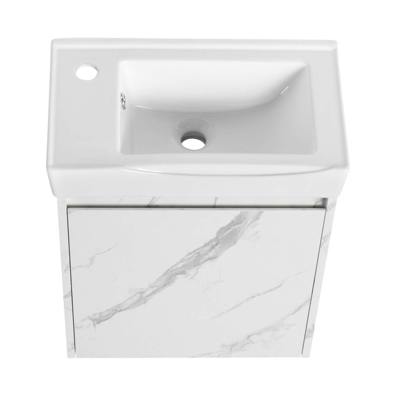 Meuble-lavabo mural de 20 pouces avec lavabo en céramique et armoire de rangement, parfait pour les salles de bain modernes et élégantes