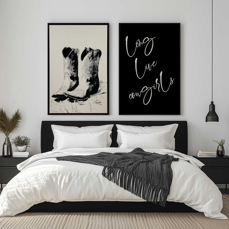 Vive l'ensemble de 2 Cowgirls, Cadre flottant noir satiné, H 30 po x l 42 po