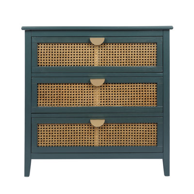 Armoire 3 tiroirs, rotin naturel, mobilier américain, convient pour la chambre à coucher, le salon et le bureau