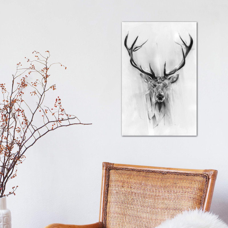 Red Deer by Alexis Marcou - Wrapped Canvas Print, 66.04 cm H x 45.72 cm W x 1.91 cm D, No Frame