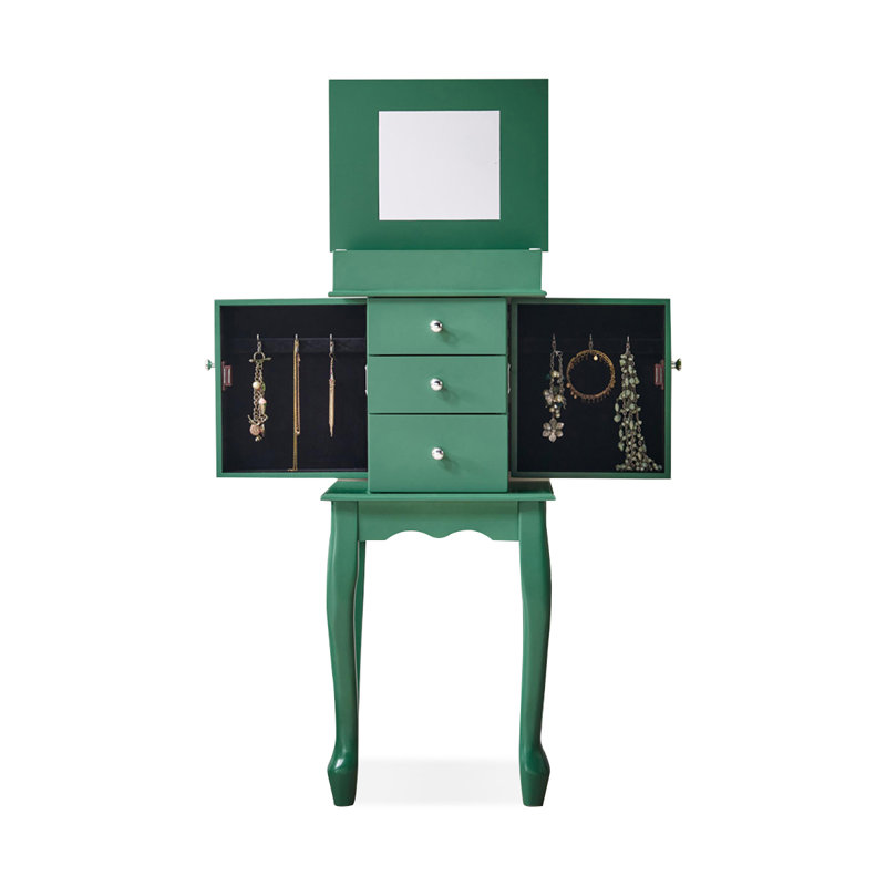 Armoire à bijoux rectangulaire vert foncé en bois manufacturé