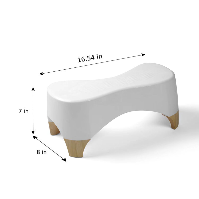 Tabouret de toilette Squat, tabouret de merde pour salle de bain (couleur blanc / bambou)