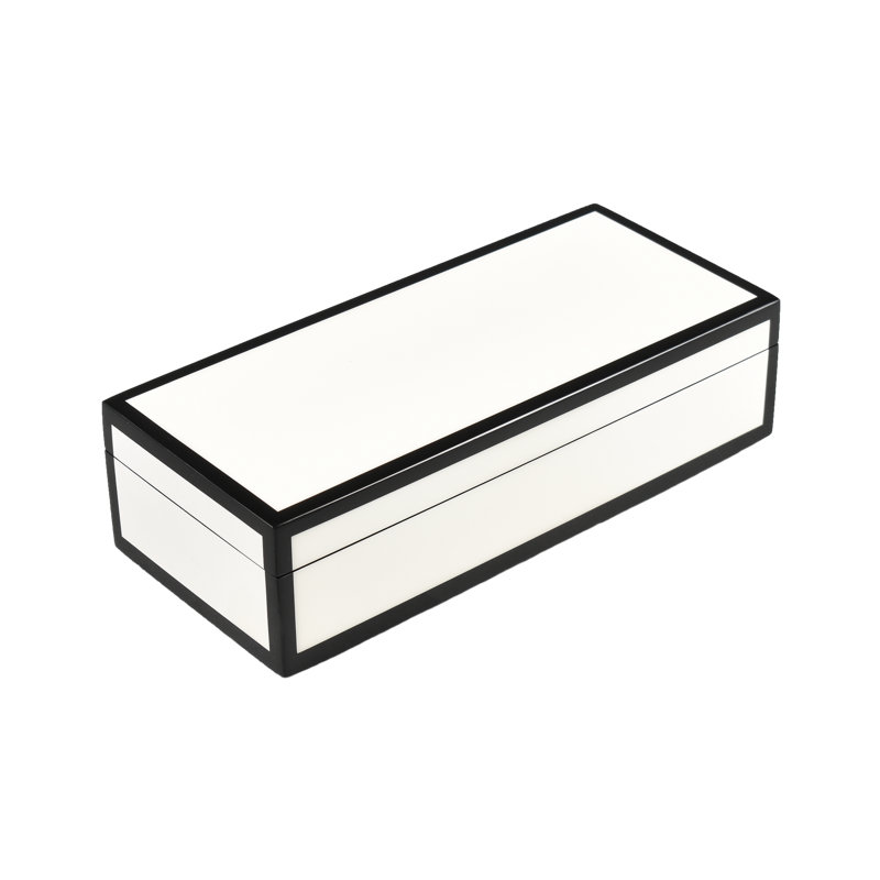 Handmade Lacquer Decorative Box, White/Black