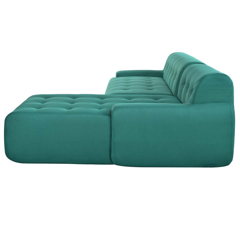 Minimalist L-Shaped Modular Sofa with Versatile Combos for Various Spaces, Green Polyester