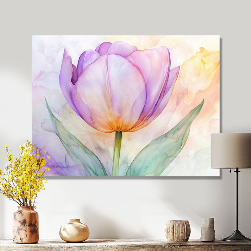 Décoration murale radiant fleur de tulipe mauve III, H 34 po x l 44 po, Toile tendue, Ne s’applique pas