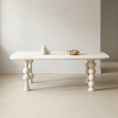 French Cream Solid Wood & Rock Table
