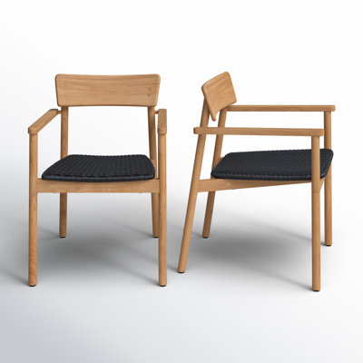 Amira Teak Wood Premium All-Weather Wicker Outdoor Stacking Dining Armchair