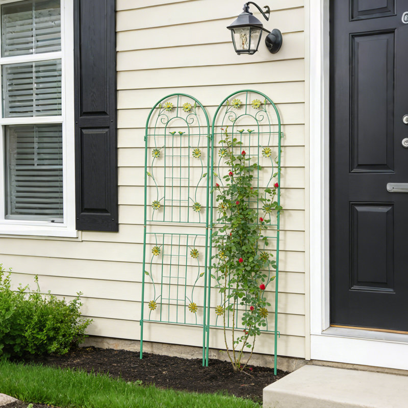 Ensemble de 2 supports extérieurs en métal antirouille pour treillis de jardin, Green