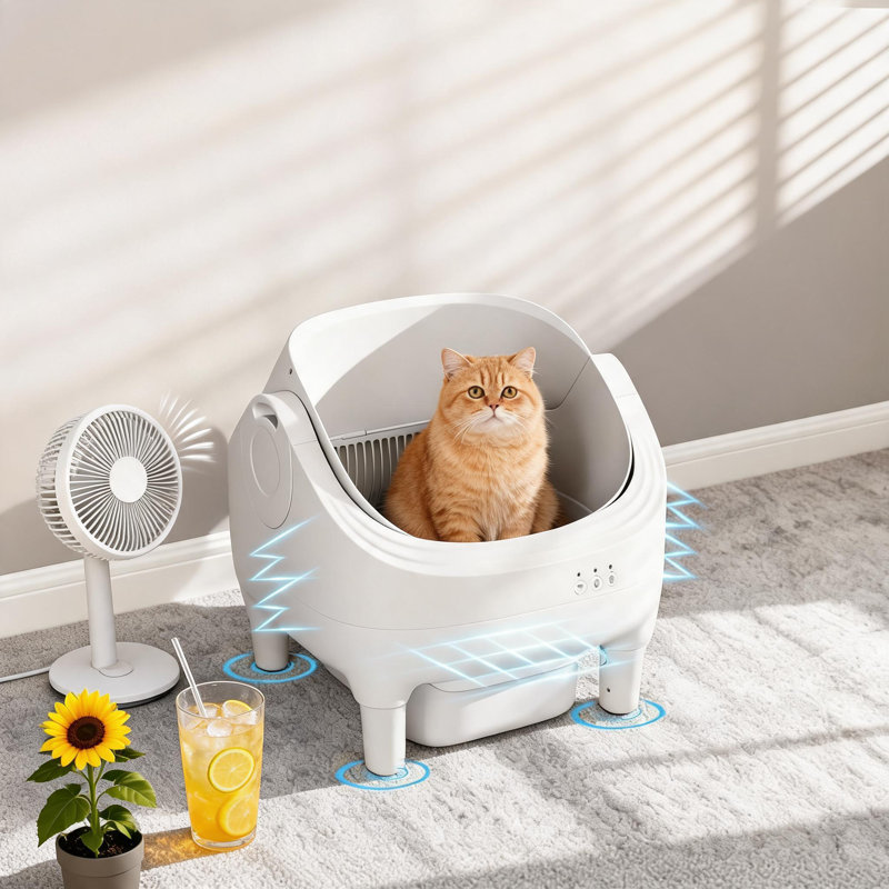 Bac à litière automatique autonettoyant avec application, bac à litière autonettoyant intelligent avec contrôle des odeurs et capteurs de sécurité, bac à litière ouvert à grande capacité avec capacité WiFi pour plusieurs chats