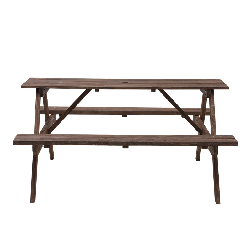 Aryaman 6 - Person Wood Patio Dining Set with Round Table, 76 H cm x 150 W cm x 150 D cm