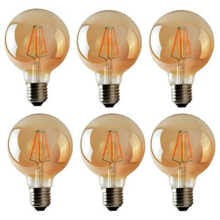 4W E27 Dimmable LED Vintage Edison Globe Light Bulb Amber (Set of 6)