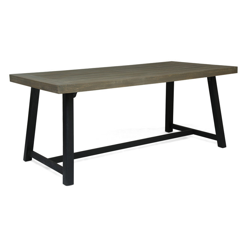 Outside Table Base Rectangle Gracie Oaks Rectangular Outdoor Dining Table with Slat Top and H ...