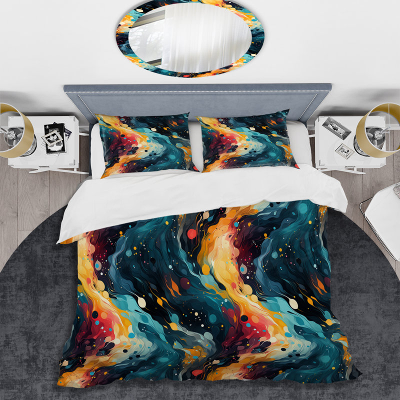 Mystic Aura Mirage I multicolore - ensemble de housse de couette abstrait - microfibre de polyester