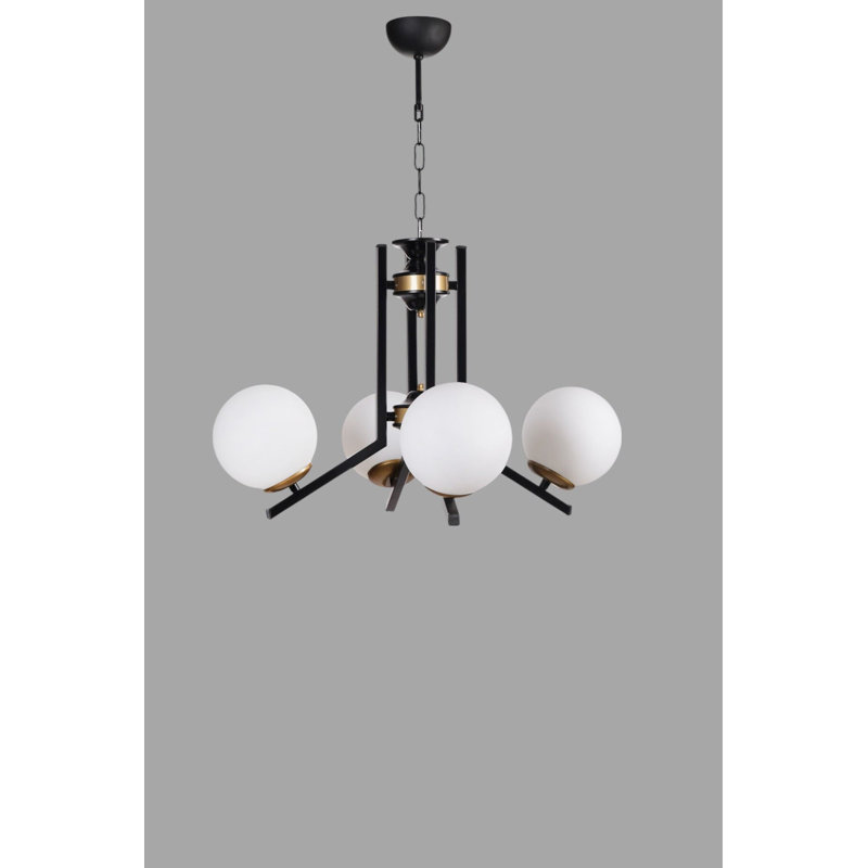 Lustre, Blanc/Noir, 4 étages, Quatre lumières
