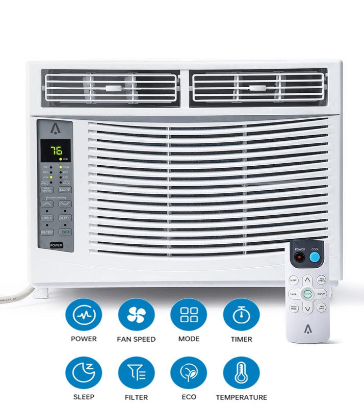 Climatiseur de fenêtre 6 000 BTU avec télécommande et contrôle WiFi