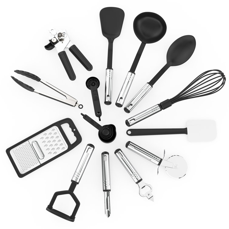 Lux Decor Collection Cooking Utensils Set Kitchen Accessories - Nylon  Cookware Set - Kitchen Gadget Tools of Gray 23 Pieces Kitchen Starter Set