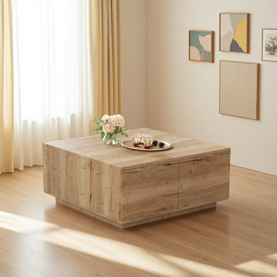 33.25" Square Coffee Table with 4 Drawers
