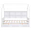 Lit simple en bois avec 2 tiroirs, lit pour enfant avec tablette de rangement, blanc