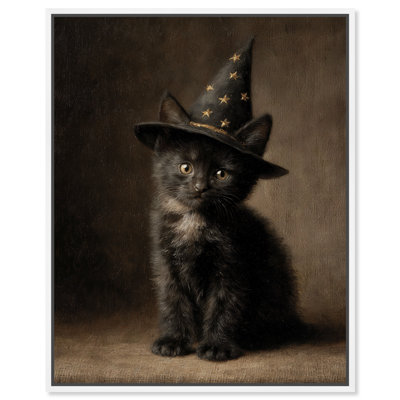 «Mystic Meow», reproduction sur toile encadrée par Art Remedy, cadre blanc, 16 x 20