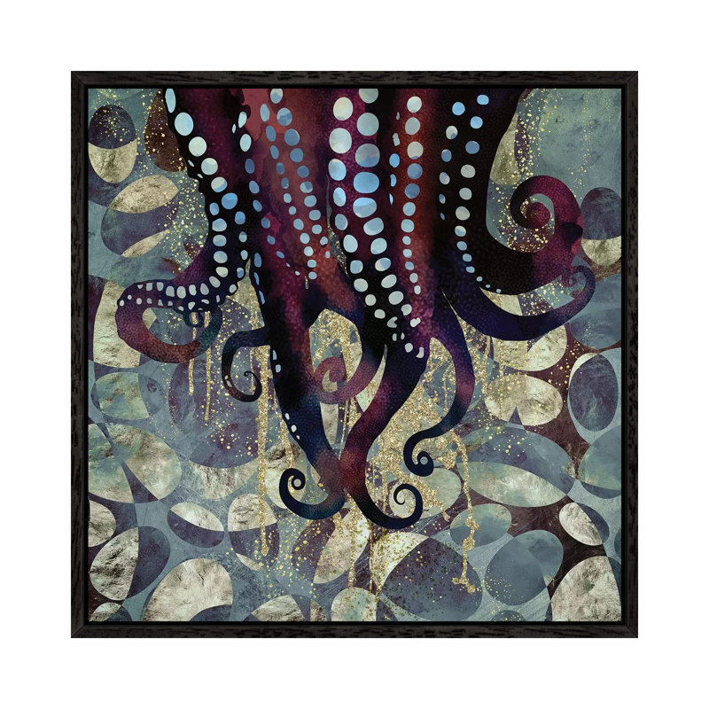 Metallic Ocean II - Print on Canvas, 93.98 cm H x 93.98 cm W, Black Framed