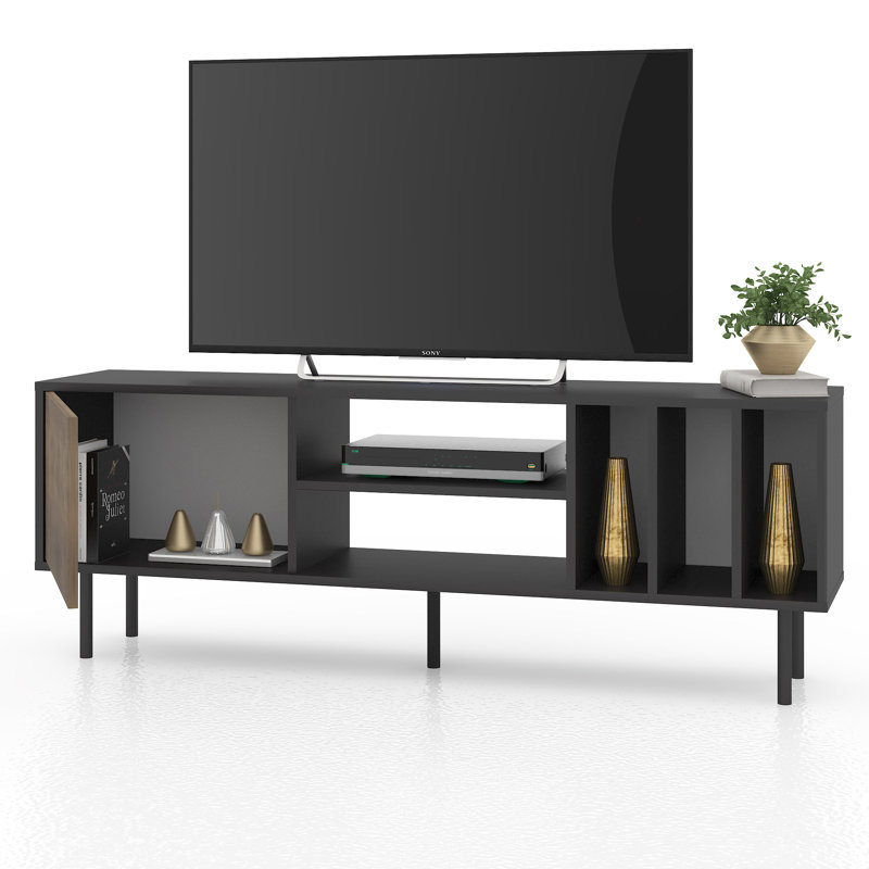 Keteri Unfinished TV Stand for TVs up to 75", Black/Brown