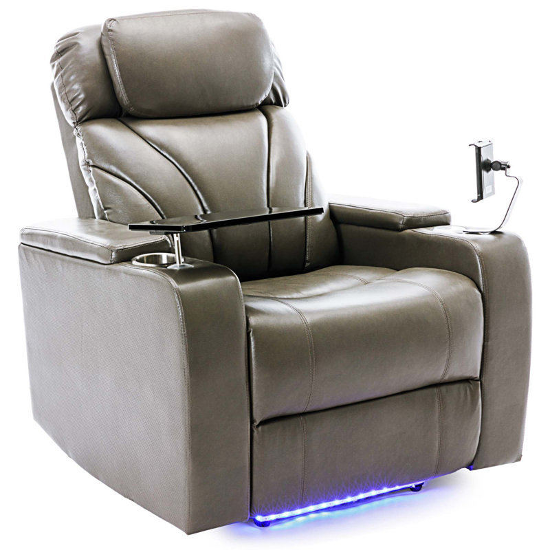 Fauteuil inclinable électrique en cuir Camala, Similicuir gris