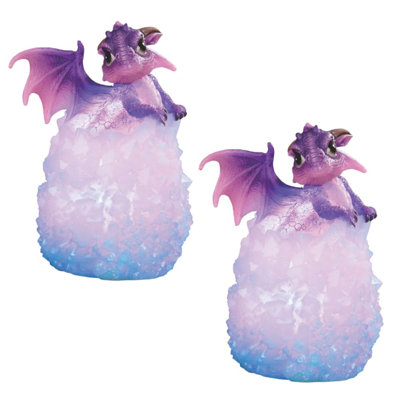 «2-PC Set» ICE ARMOUR 6 po H mignonne DEL mignonne dragon sur glaçon Figurine Sculpture Décoration d'ornement Maison / Pièce et Idées cadeaux parfaites pour la pendaison de crémaillère, les Fêtes et les Anniversaires