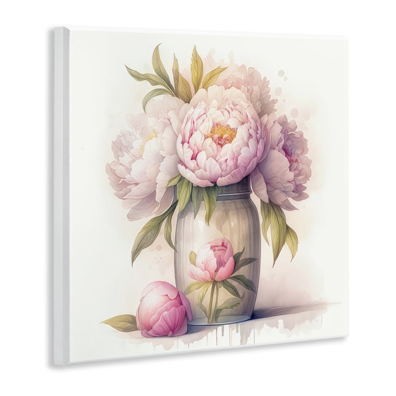 Art sur plaque de pivoines roses douces par LSR Design Studio