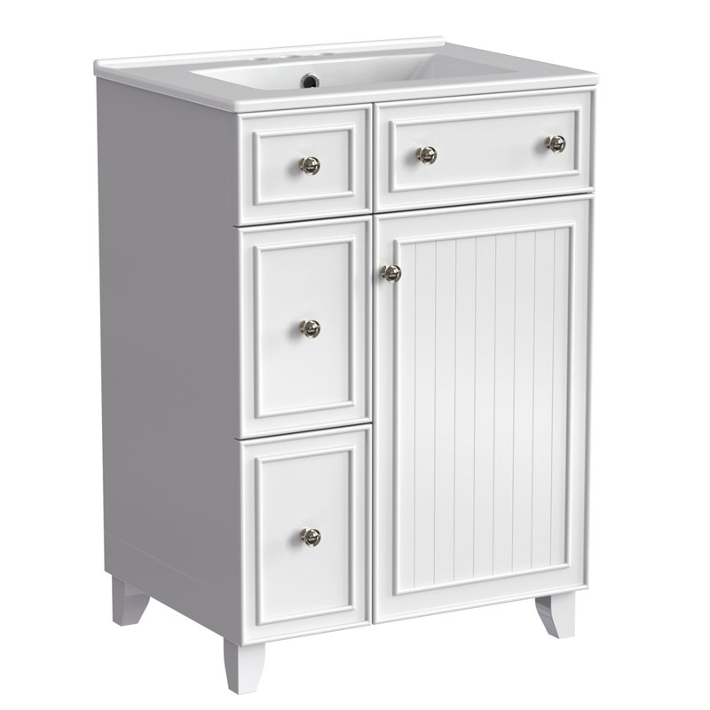 Tasnim 24'' Single Bathroom Vanity with Ceramic Top, White