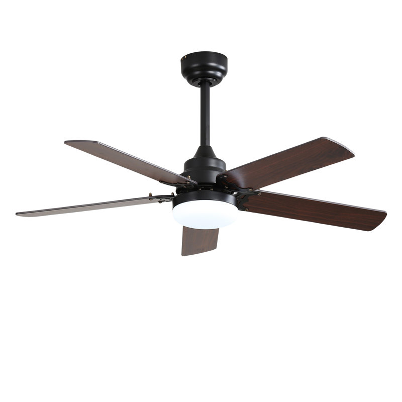 Ventilateur de plafond noir moderne 42 pouces avec lumière DEL, moteur à courant continu réversible à 5 pales - ventilateur de plafond silencieux écoénergétique pour le salon de la chambre à coucher