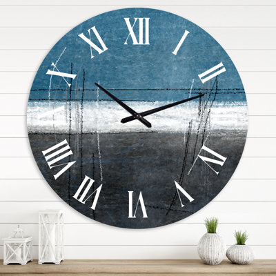 Teal Meets Grey Abstract Art Wall Clock
