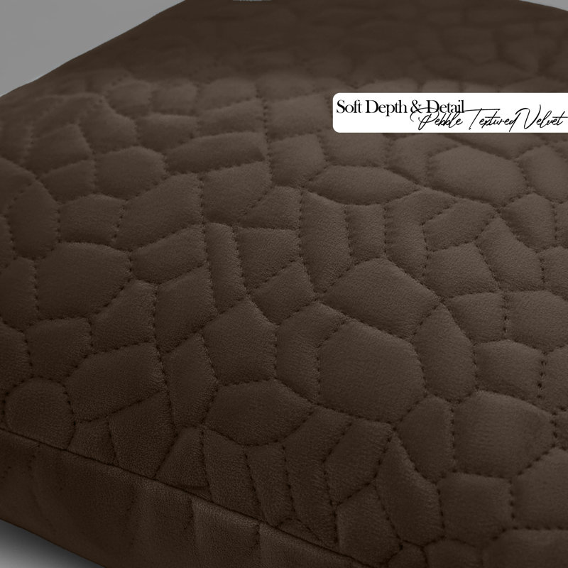 Pebble Pattern Velvet Cushion Covers, Set of 2 – Textured Plush Scatter Pillow Covers for Sofa, Bed & Living Room , Coffee