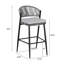 Tabourets de bar d'extérieur à structure en métal à hauteur d'assise 30,25 po avec dossier en forme de feston en rotin PE, ensemble de 2, noir mat-1641845568