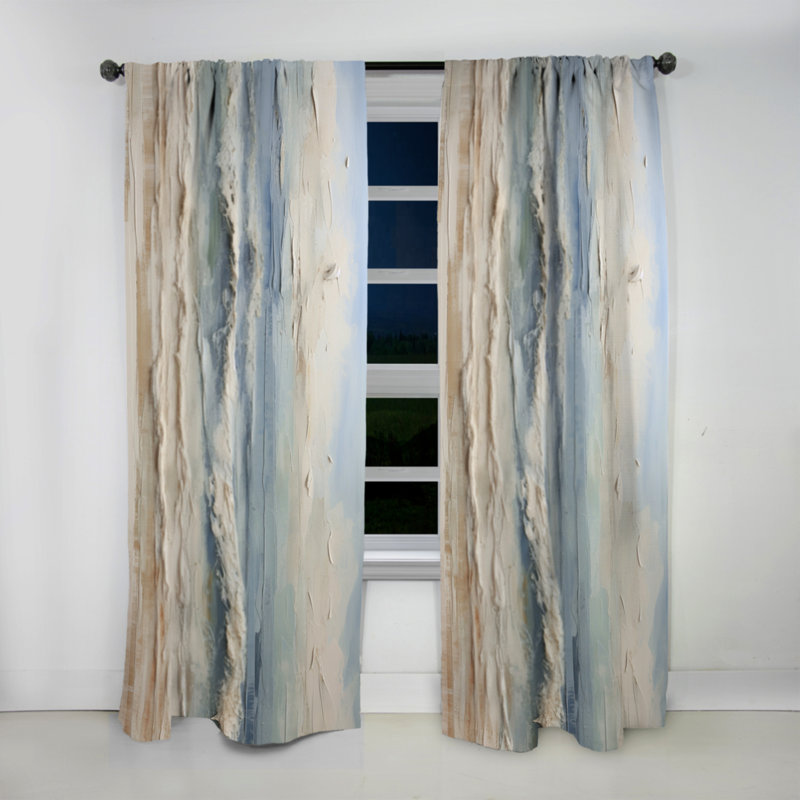Beige And Blue Coastal Beach Paint - Coastal Beach Blackout Coastal Curtain - 1 Panel, 52" W x 84" L