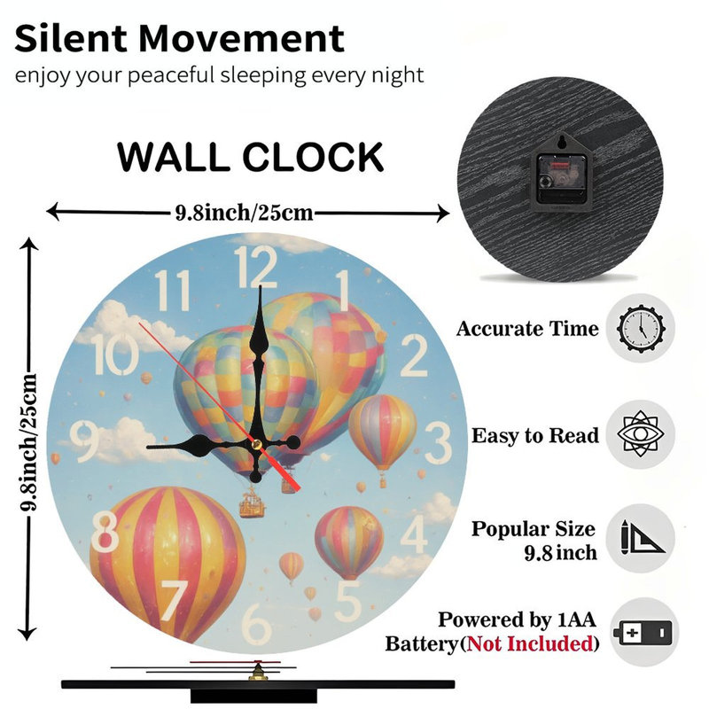 Horloge avec montgolfières
