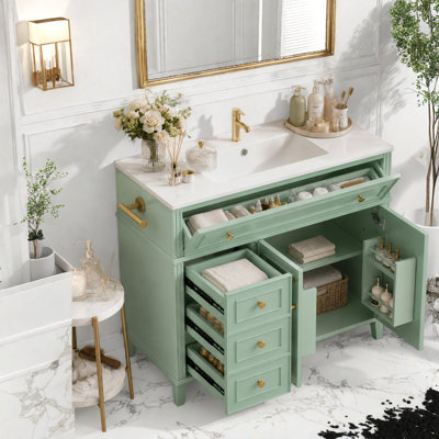 Meubles-lavabos avec rangement (incluant le meuble et le lavabo) - Salle de bain moderne en MDF