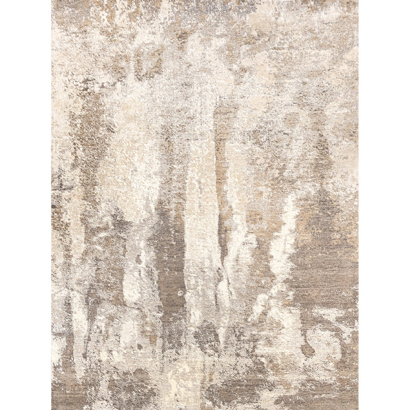 Handmade Silk and Wool Area Rug, Rectangle 5' x 8'
