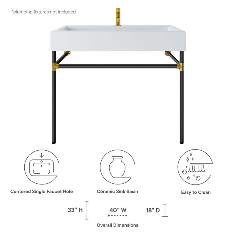 Modway Redeem Acrylic Wall-Mount Bathroom Vanity, Black