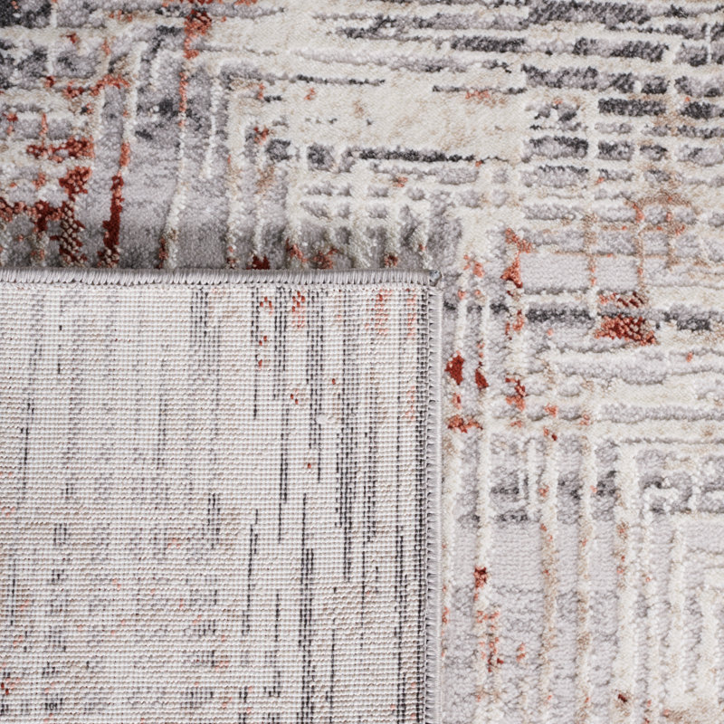 Tapis rouille / gris Vogue 117, Rectangle 5 pi 3 po x 7 pi 6 po