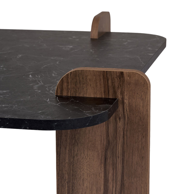 Table basse, H 13,78 po x l 46,06 po x P 46,06 po, Lotus / noyer
