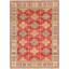 Tapis en laine rouge 4 pi x 5 pi 9 po one-of-kind à la main noué la new age Alayna