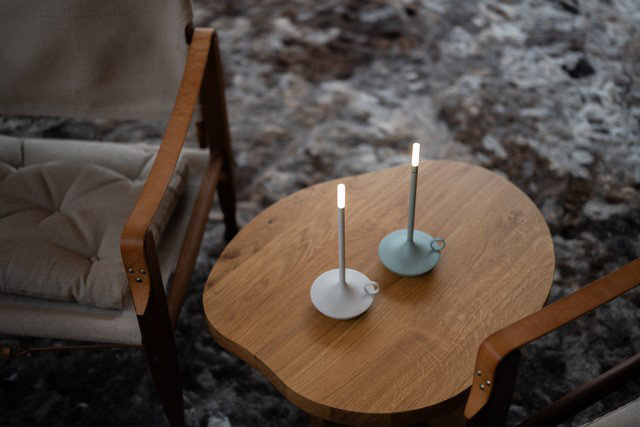 Candle-Inspired Portable Rechargeable Lamp - Wick, Sage Green, 10.2" H x 4.7" W x 4.7" D