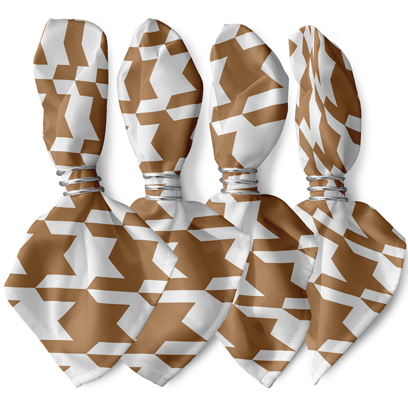 Lakaya Polyester Houndstooth Square Napkin, Brown