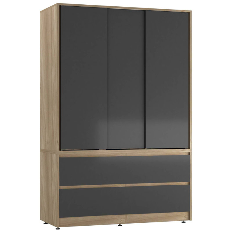 Manufactured Wood Wardrobe, Oak/Black