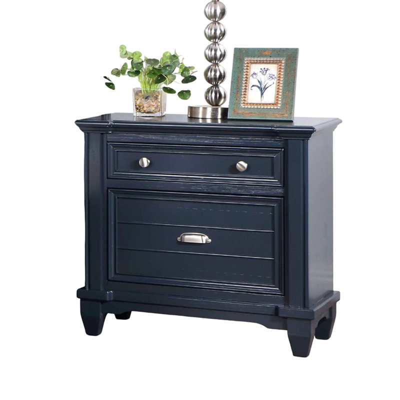 Mobilier de chambre à coucher de style transitionnel 1pc Table de chevet en nickel avec poignée ronde