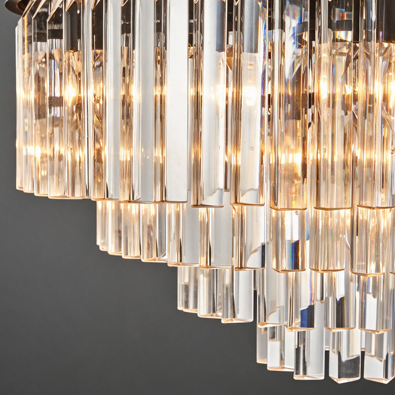 Lustre rond en cristal 13 lumières 27 po, H 16,5 po x l 27 po x P 27 po, Noir mat, 13 lumières