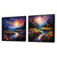 Luminous Blossoms At Night - Ensemble abstrait de paysages abstraits carrés-2103303721-2103303765