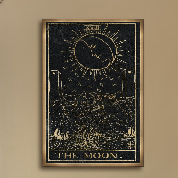 « the moon tarot », impression encadrée, H 37,5 po x l 25,5 po x P 0,5 po